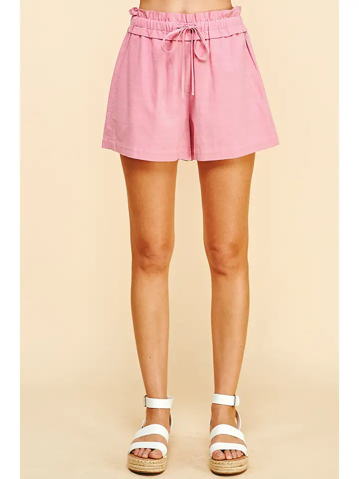 ELASTIC WOVEN SHORTS - DUSTY MAUVE