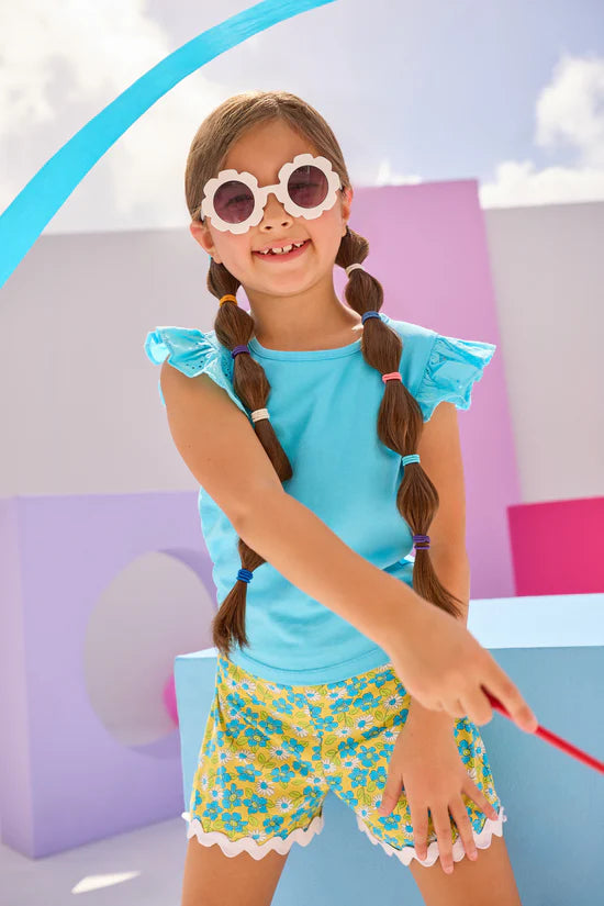 EYELET TOP - AQUA