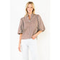 STRIPE BUTTON DOWN TOP - BROWN