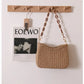 STRAW SHOULDER BEACH BAG - KHKAI