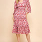 FLORAL PRINT TIERED MIDI DRESS