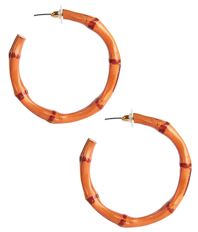 PALMER BAMBOO HOOP EARRINGS - BROWN