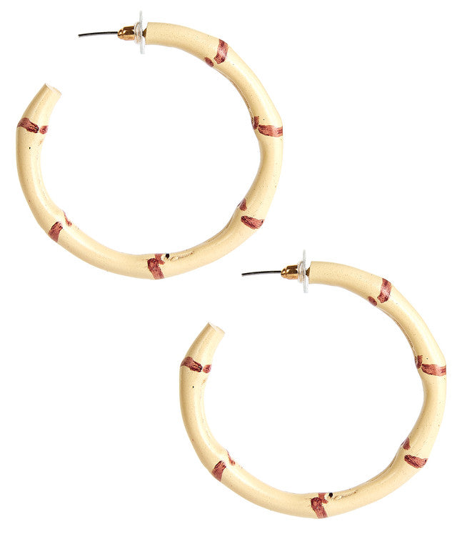 PALMER BAMBOO HOOP EARRING - WHITE