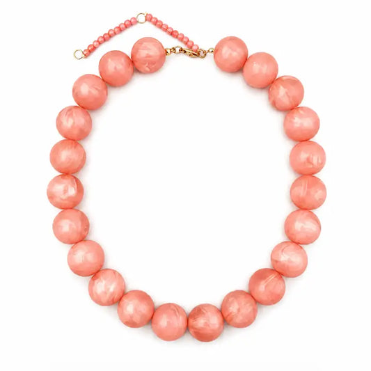 CORAL BLOOM BUBBLE BEADED STATEMENT NECKLACE
