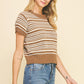 EYELET STRIPE SWEATER - BROWN/IVORY