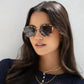 LUNA ACETATE CAT EYE SUNGLASS - MILKY TORTOISE