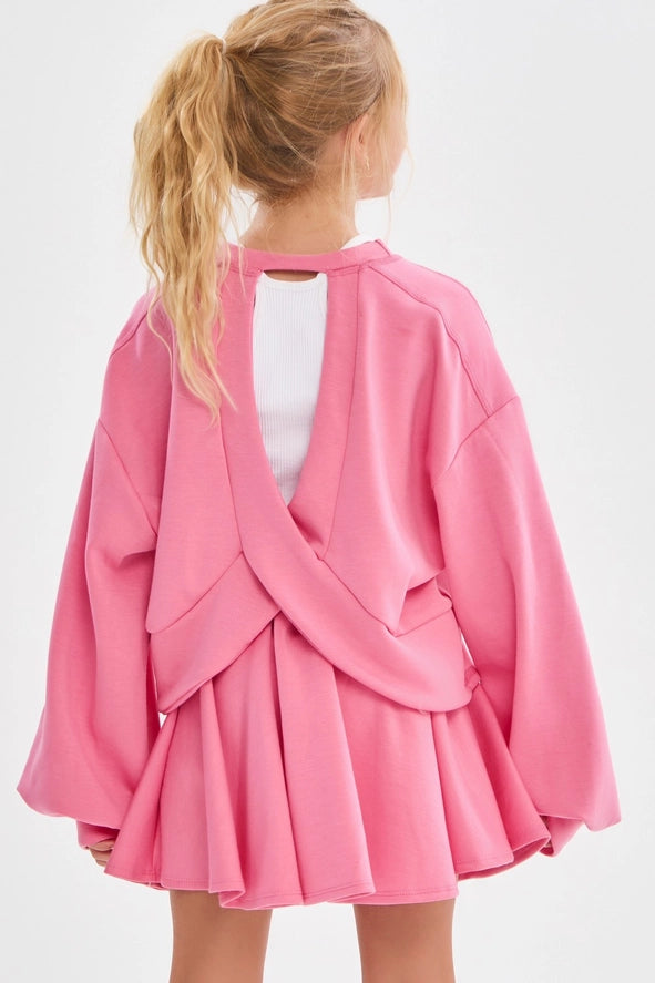 OPEN BACK MODAL KNIT TOP - PINK