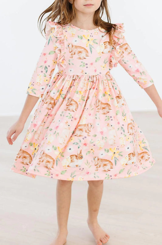 CHICKS & BUNNIES RUFFLE TWIRL DRESS