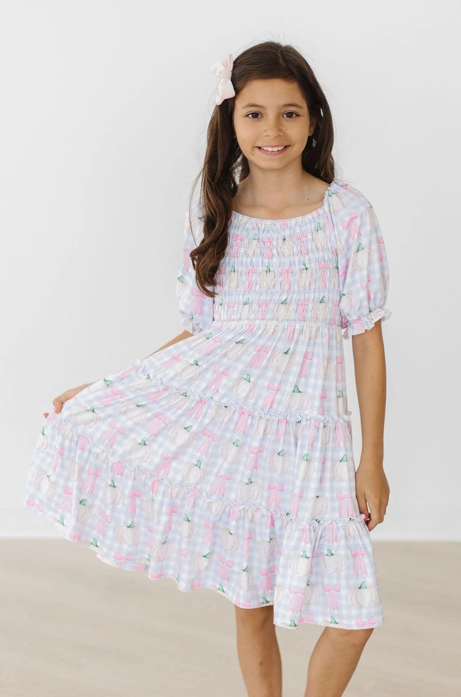 PUMPKIN PICNIC SMOCKED RUFFLE DRESS – Simply Carolina