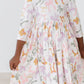BOHO BOWS 3/4 SLEEVE POCKET TWIRL DRESS