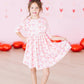 MELT MY HEART 3/4 SLEEVE RUFFLE TWIRL DRESS
