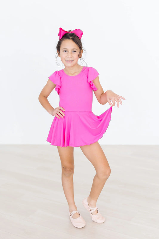 HOT PINK S/S TWIRL LEOTARD