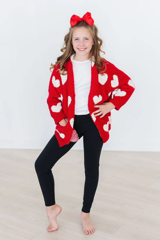 RED/WHITE COZY HEART CARDIGAN
