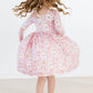SPRINGTIME BUNNIES 3/4 SLEEVE POCKET TWIRL DRESS