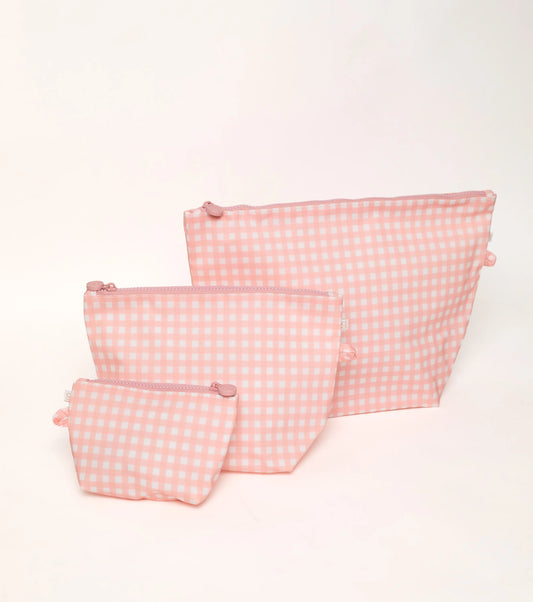 EASY CLEAN POUCH SET - PINK GINGHAM
