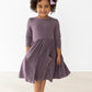VINTAGE VIOLET 3/4 POCKET TWIRL DRESS
