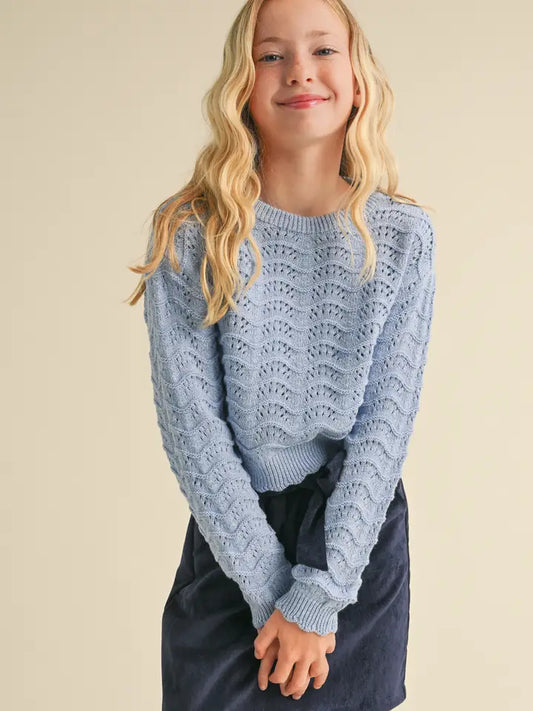 GIRLS WAVY KNITWEAR PULLOVER