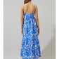 MAGEE FLORAL CABANA MAXI FLOWT DRESS - BLUE