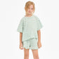 STRIPE CROP TOP AND RUFFLE SHORT SET - MINT