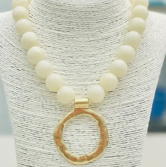 BIG BALL NECKLACE WITH PENDANT - ASSORTED COLOR OPTIONS