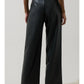 ANISA LEATHER BERN WIDE LEG PANTS - BLACK