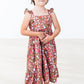 WILD PAINTBRUSHES RUFFLE MAXI DRESS