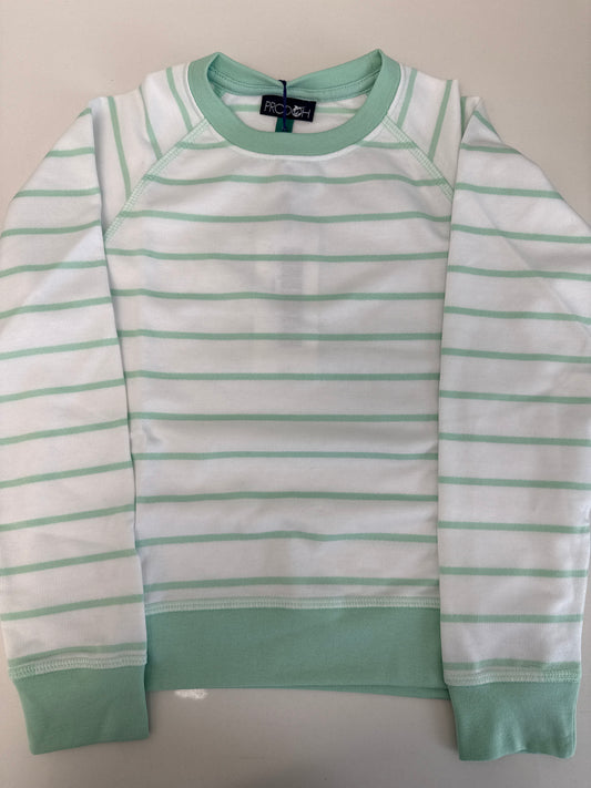 GIRLS CREW CONTROL SWEATSHIRT  - MINT STRIPE