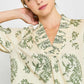 WILLOW VINE RUFFLE TRIM BLOUSE - GREEN MIX