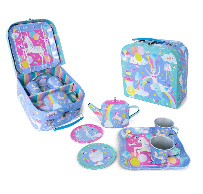 7 PIECE TIN TEA SET - FANTASY