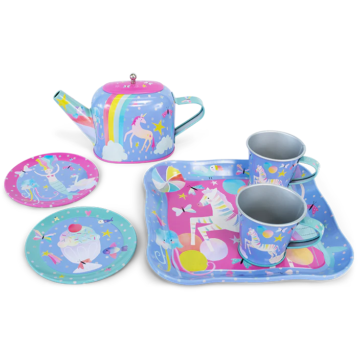 7 PIECE TIN TEA SET - FANTASY