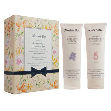 BABY BATH & MASSAGE GIFT SET - PEACH FLOWERS