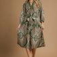 ABSTRACT PRINT MIDI DRESS - GREEN