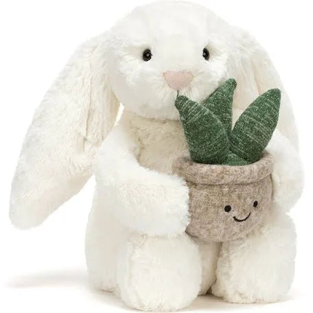 CREAM BUNNY WITH PLANT