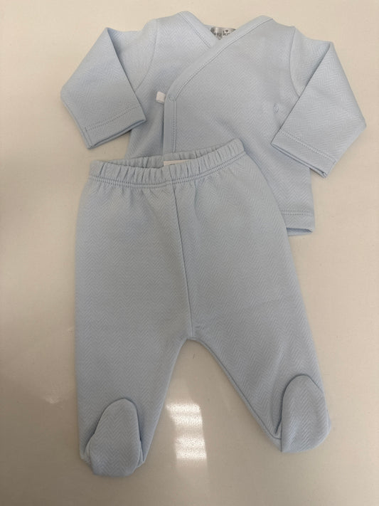 JACQUARD FOOTED PANT SET - LIGHT BLUE
