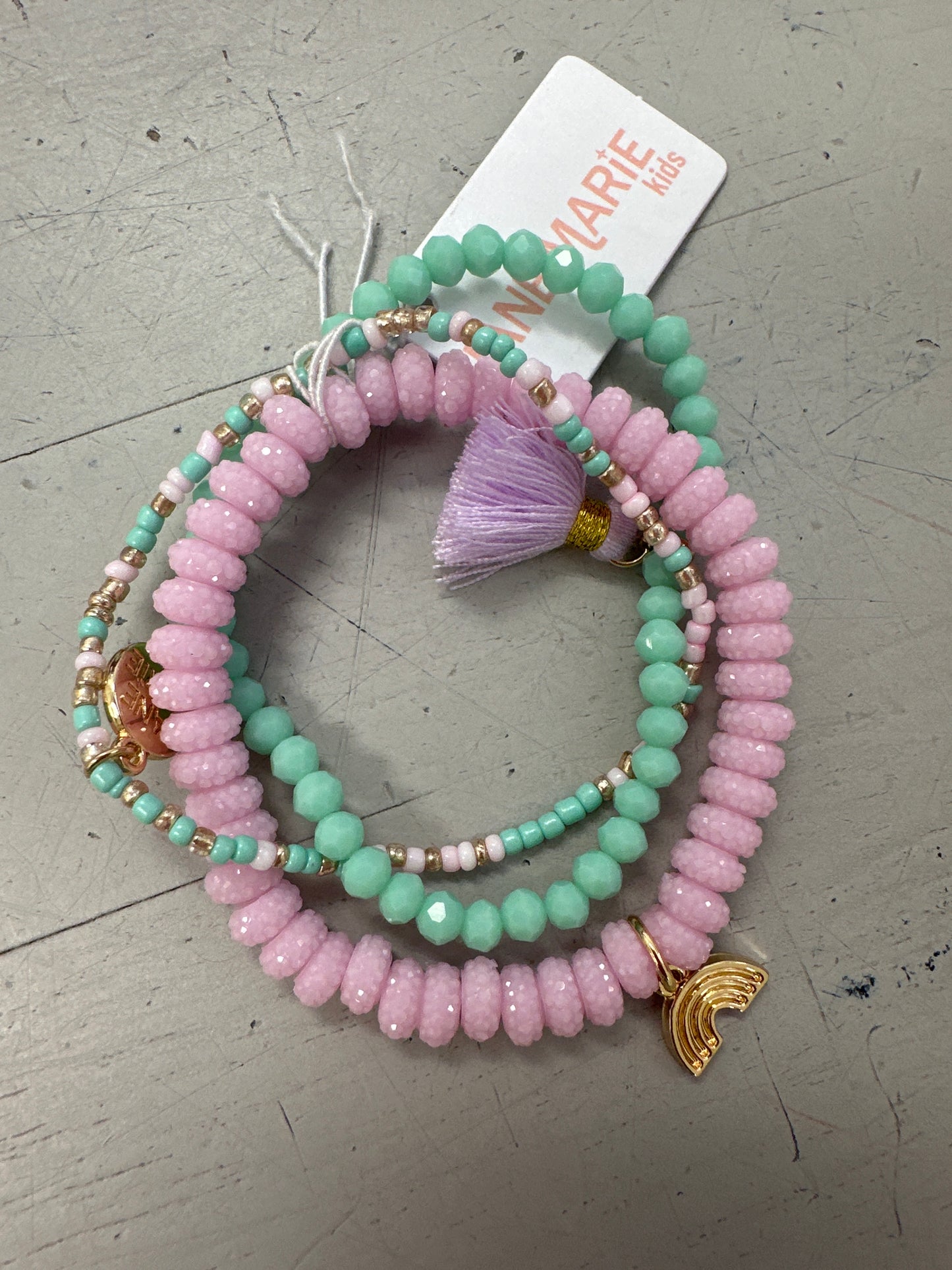 KIDS SET OF THREE BREADED STRETCH BRACELET - ASSORTED