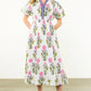 PUFF SLEEVE FLOWER PRINT MAXI DRESS - WHITE