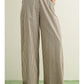STRIPED PATTERN WIDE LEG TROUSER - BROWN