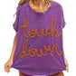 TOUCHDOWN METTALIC LETTER VINTAGE WASHED TOP - VIOLET