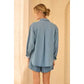 WASHED TENCEL SHIRT WITH POCKET AND STRIPE CUFF - CHAMBRAY BLUE