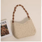 STRAW SHOULDER BEACH BAG - KHKAI
