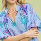 FLORAL ENCYCLOPEDIA PRINT BLOUSE - PERIWINKLE MIX