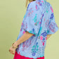 FLORAL ENCYCLOPEDIA PRINT BLOUSE - PERIWINKLE MIX