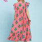 FLORAL RUFFLE TRIM TIERED MAXI DRESS - PINK MIX