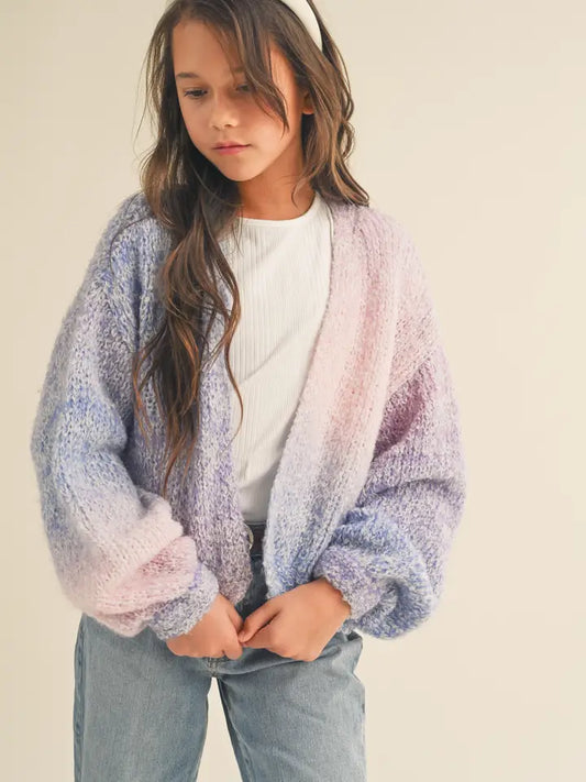 GIRLS MULTI COLOR RAINBOW SWEATER CARDIGAN
