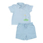 POLO SHIRT & SHORT SET - BLUE STRIPE