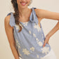 ROMANTIC EMBROIDERY BLOUSE - DUSTY BLUE