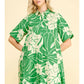 FLORAL PRINT BUTTON DOWN MINI DRESS - GREEN
