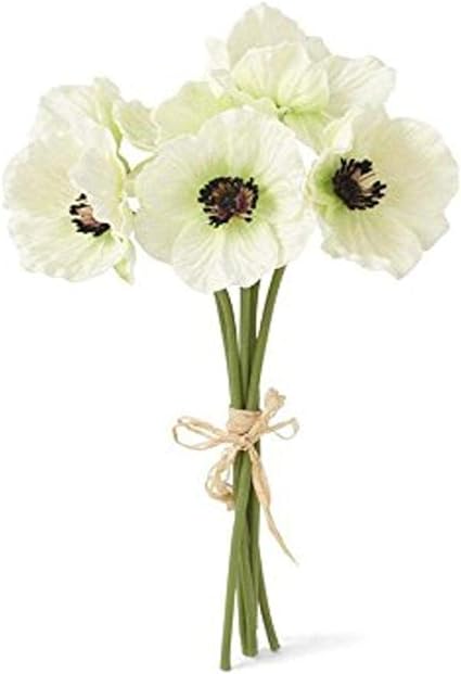 11" WHITE MINI POPPY BOUQUET