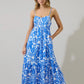 MAGEE FLORAL CABANA MAXI FLOWT DRESS - BLUE