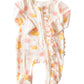 RUFFLE BAMBOO ZIPPER FOOTIE - BUBBLE DUCKIES PINK